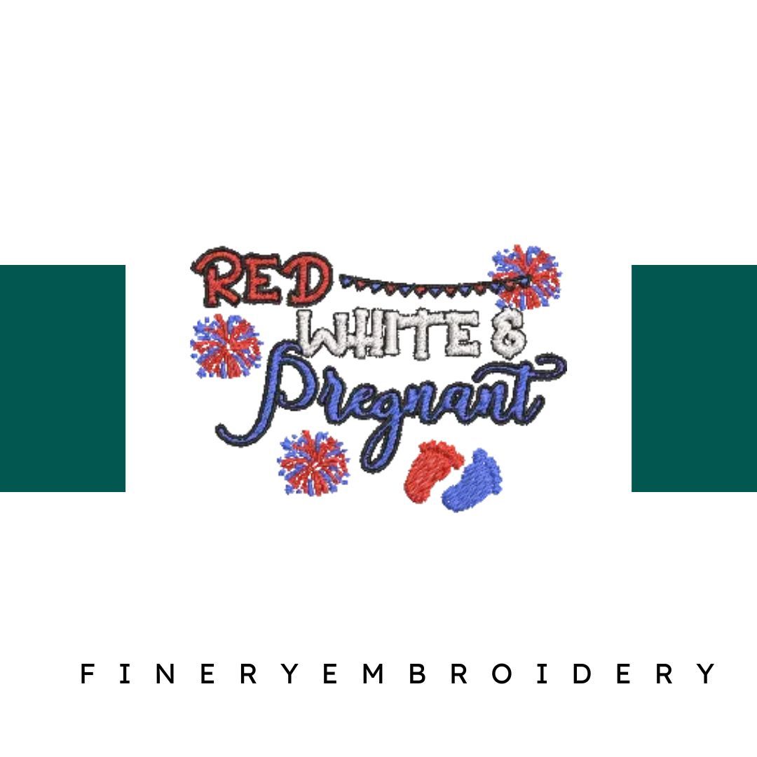 Red-White-Pregnant - Embroidery Design - FineryEmbroidery