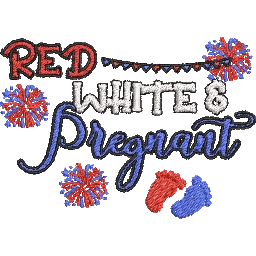 Red-White-Pregnant - Embroidery Design - FineryEmbroidery