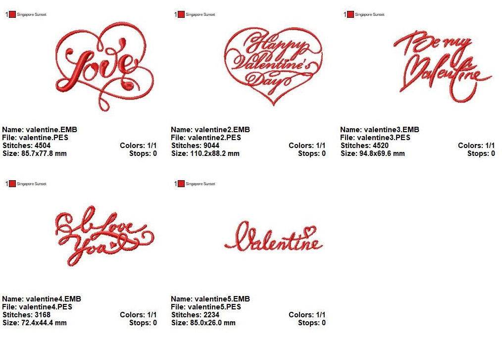 Romantic Valentine Embroidery Design Pack - 5 Elegant Designs - FineryEmbroidery