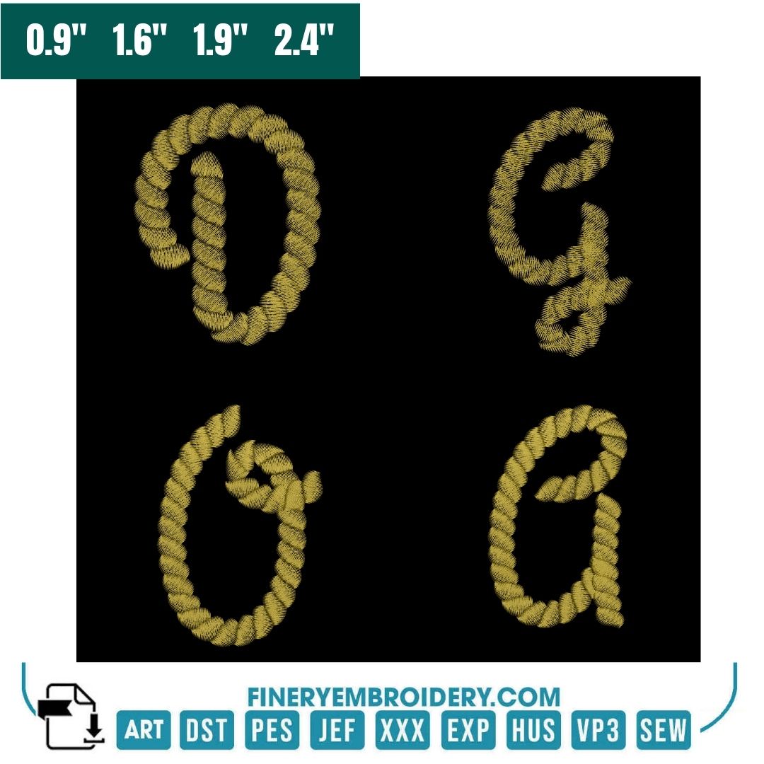 Rope Texture Alphabet Embroidery Pack – Nautical-Inspired Letters - FineryEmbroidery