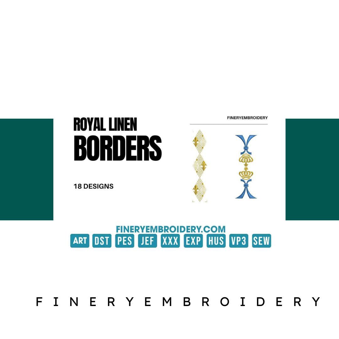 Royal linen borders: Embroidery Design Pack - FineryEmbroidery