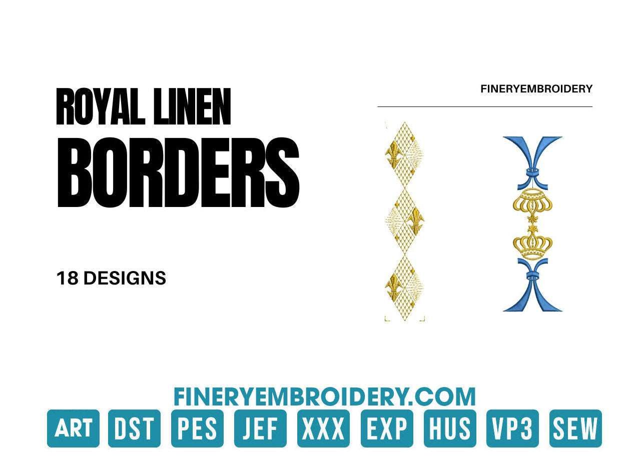 Royal linen borders: Embroidery Design Pack - FineryEmbroidery