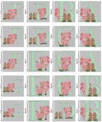 Whimsical Piglet Alphabet Embroidery Collection (A to Z)