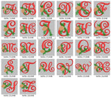 Christmas Pine Alphabet Embroidery Pack – Festive Monogram Letters with Pinecone Accents