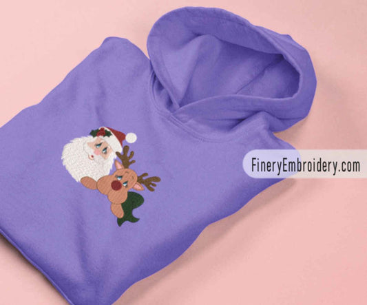 Santa Claus and Rudolph Embroidery Design – Christmas Spirit - FineryEmbroidery