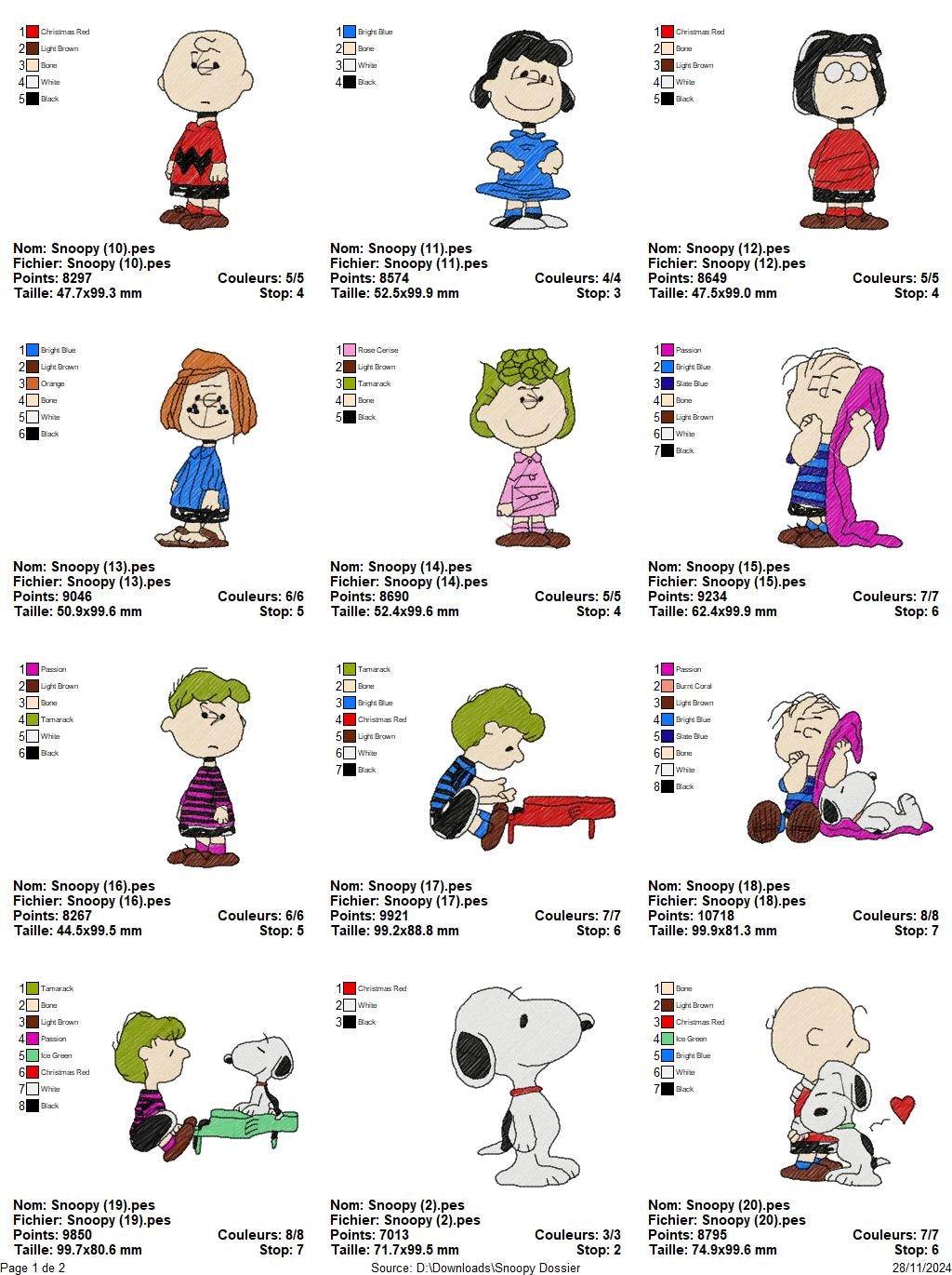 Snoopy - Pack of 20 Designs - Embroidery Design - FineryEmbroidery