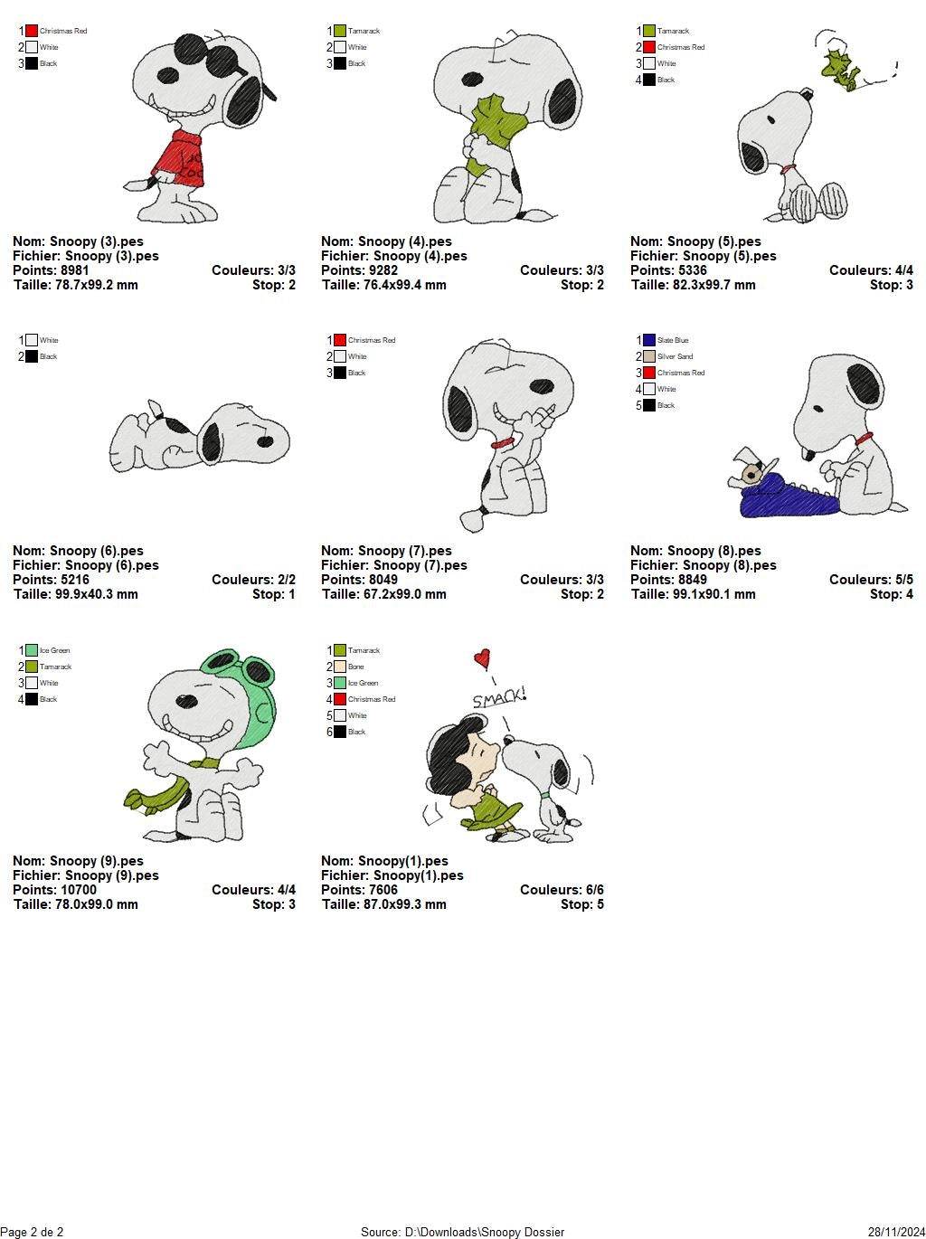 Snoopy - Pack of 20 Designs - Embroidery Design - FineryEmbroidery