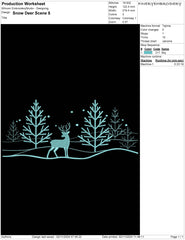 Winter Deer Embroidery Design – Serene Forest Scene for Holiday Decor