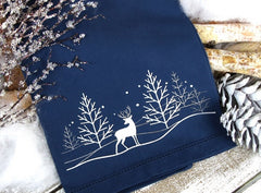 Winter Deer Embroidery Design – Serene Forest Scene for Holiday Decor - FineryEmbroidery