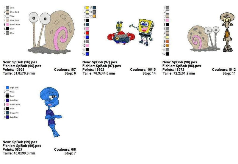 SpongeBob 3 - Pack of 40 Designs - Embroidery Design - FineryEmbroidery