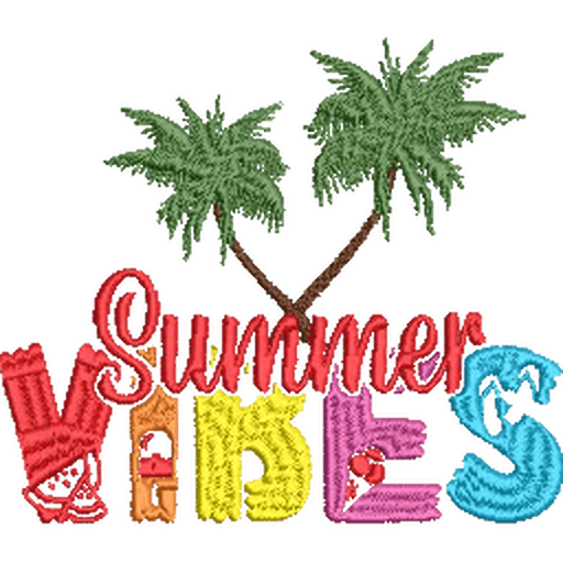 Summer-Vibes-Palm-Trees-Hello - Embroidery Design - FineryEmbroidery