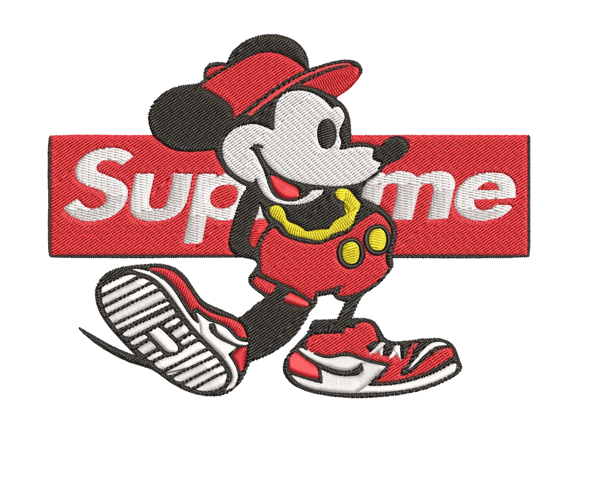 Supreme logo Mickey Mouse - Embroidery Design FineryEmbroidery