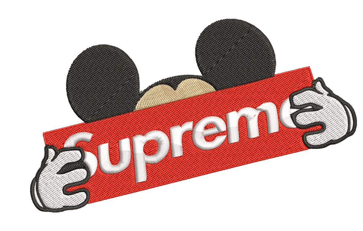 Supreme logo and Mouse inspired - Embroidery Design FineryEmbroidery
