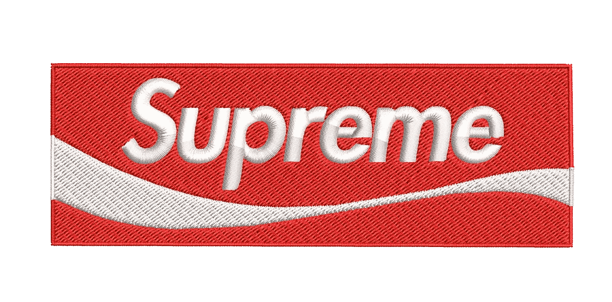 Supreme Logo red and white box - Embroidery Design - FineryEmbroidery