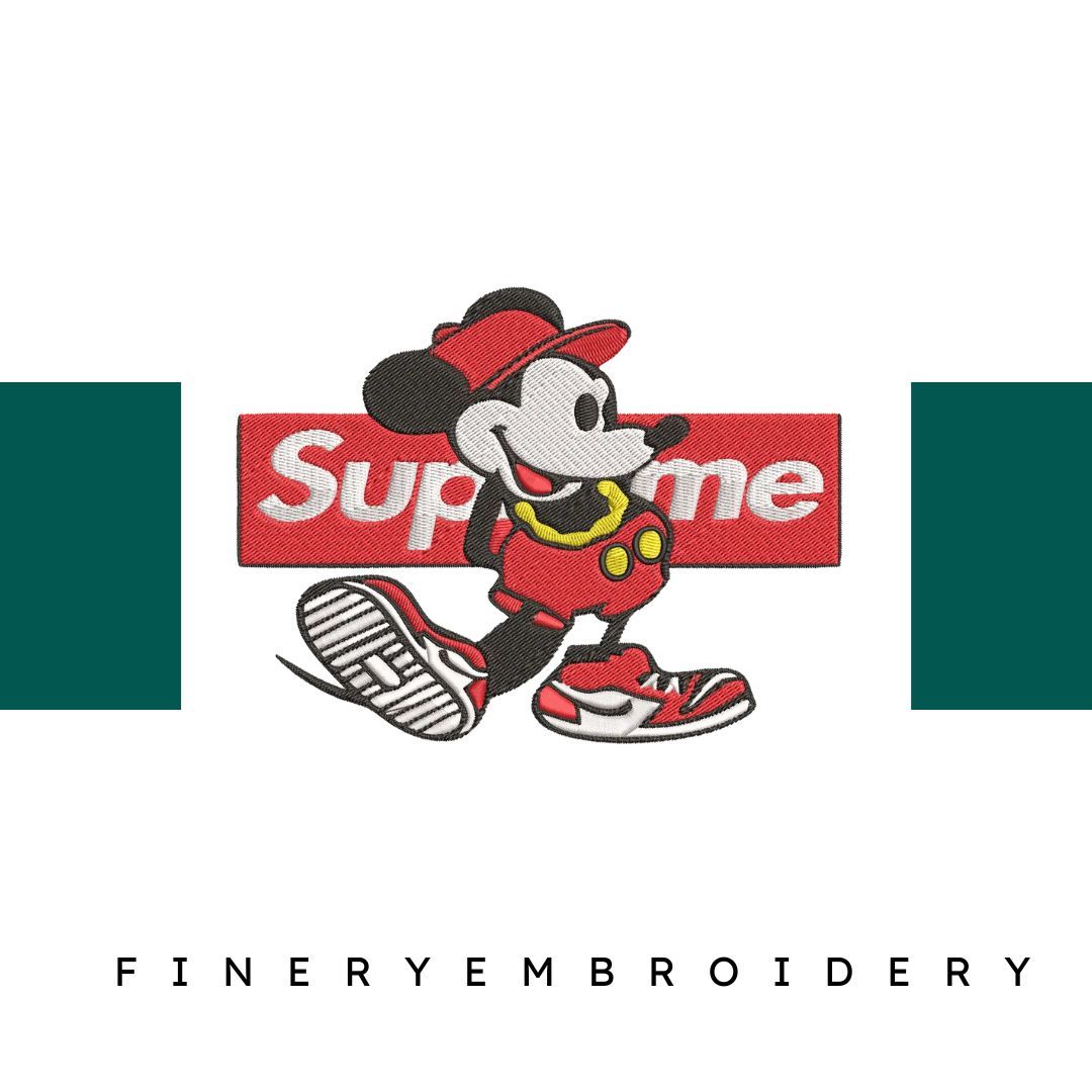 Supreme logo Mickey Mouse - Embroidery Design - FineryEmbroidery