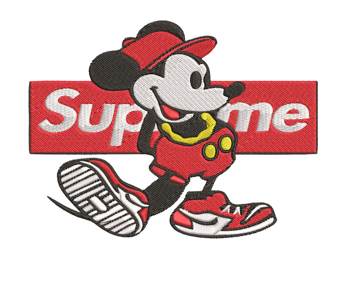Supreme logo Mickey Mouse - Embroidery Design - FineryEmbroidery