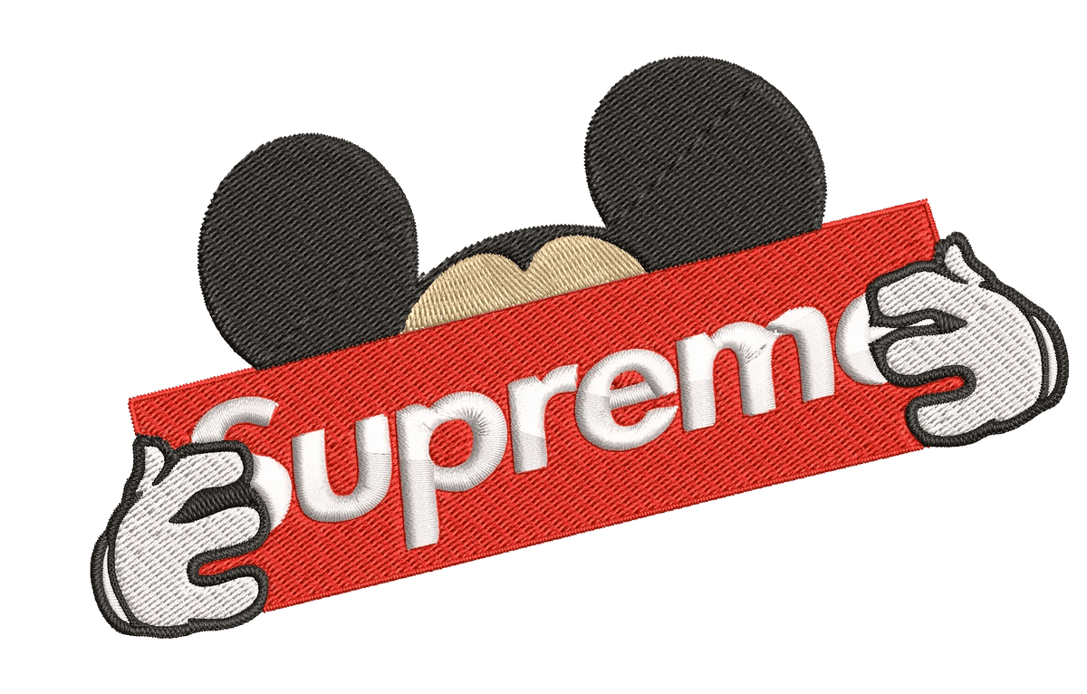 Supreme logo and Mouse inspired - Embroidery Design - FineryEmbroidery