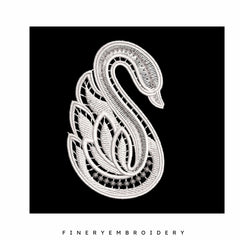 Swan Serenity 18: Exquisite White Embroidery Design - FineryEmbroidery