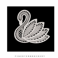 Swan Serenity 22: Exquisite White Embroidery Design - FineryEmbroidery