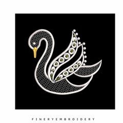 Swan Serenity 6: Exquisite White Embroidery Design - FineryEmbroidery