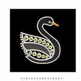 Swan Serenity: Exquisite White Embroidery Design - FineryEmbroidery