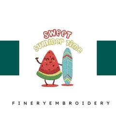 Sweet-Summertime-Watermelon-Surfing - Embroidery Design - FineryEmbroidery