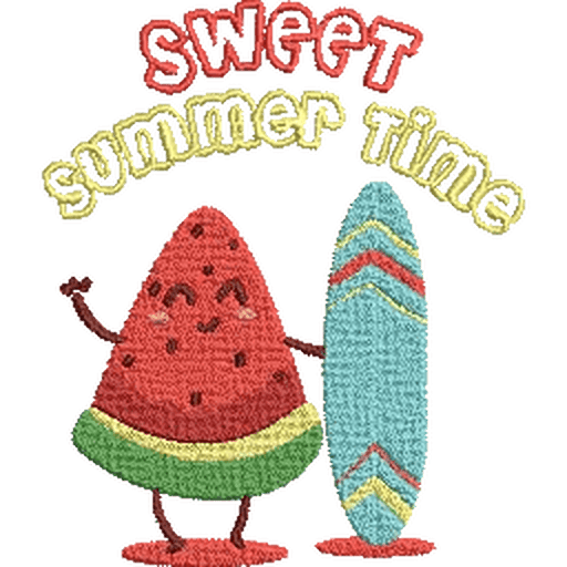 Sweet-Summertime-Watermelon-Surfing - Embroidery Design - FineryEmbroidery