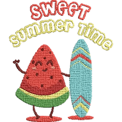 Sweet-Summertime-Watermelon-Surfing - Embroidery Design - FineryEmbroidery