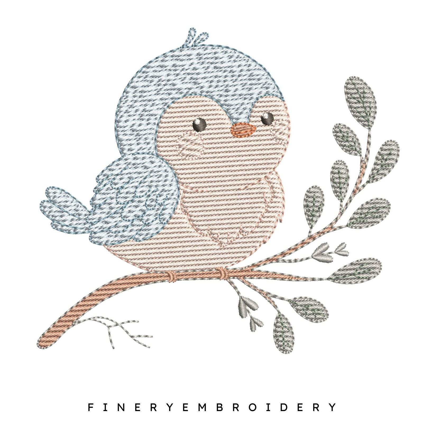 Sweet Bird on Branch Embroidery Design - 7 Sizes | FineryEmbroidery - FineryEmbroidery