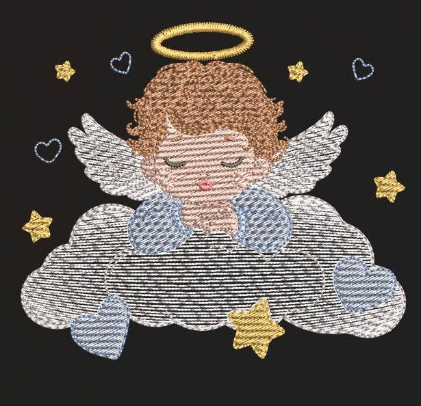 Sweet Dreaming Angel Baby Boy Embroidery Design Pack – 7 Sizes - FineryEmbroidery