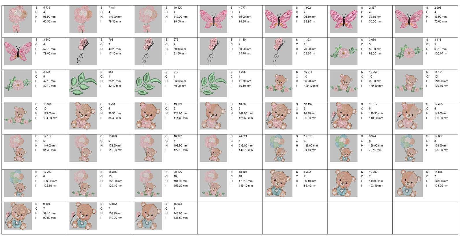 Teddy Bears and Balloons Embroidery Design Pack in Multiple Sizes - FineryEmbroidery