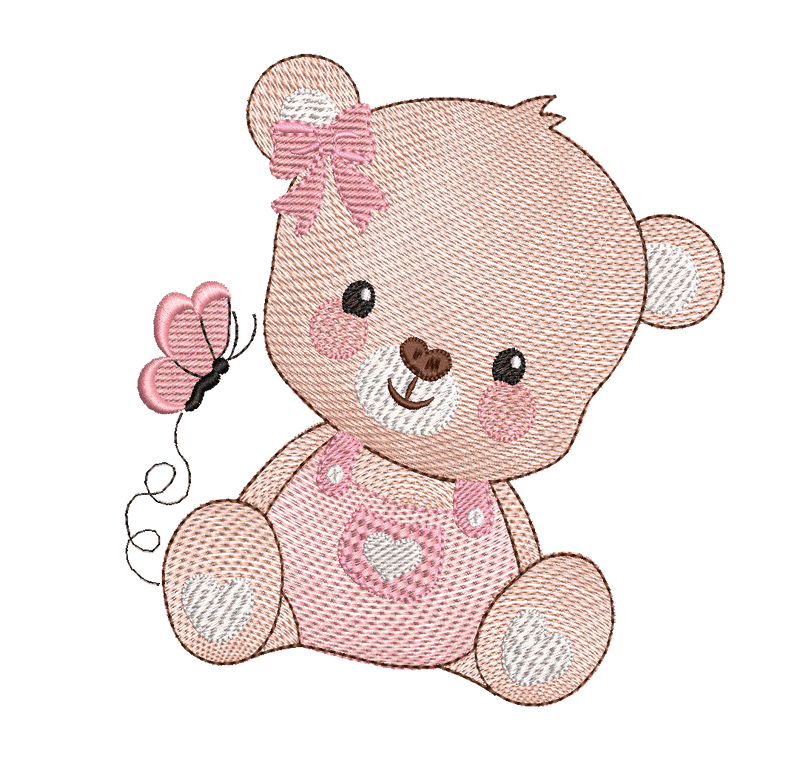 Teddy bear and butterfly - Embroidery design - FineryEmbroidery