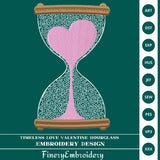 Timeless Love Valentine Hourglass Embroidery Design - FineryEmbroidery