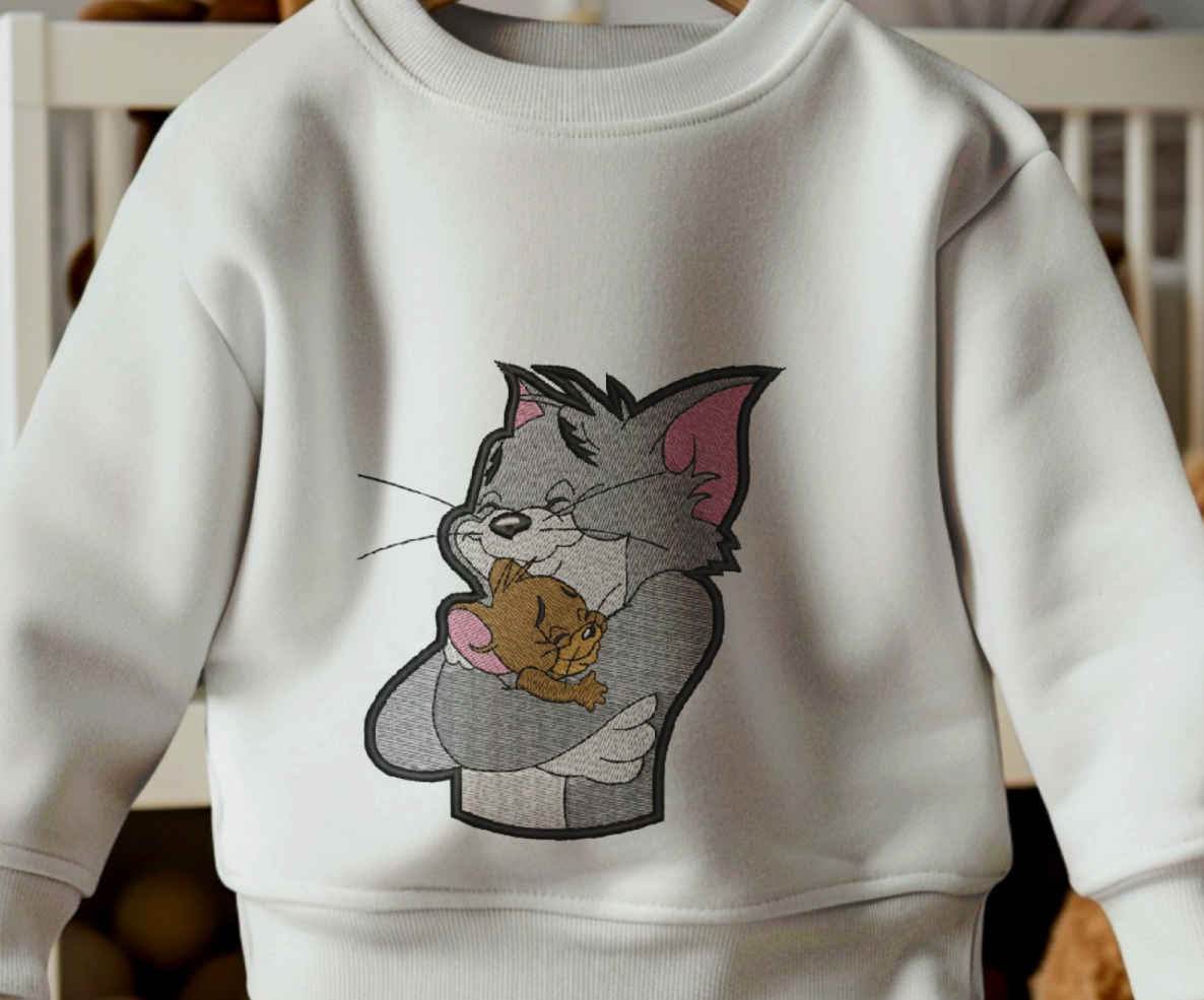 Tom & Jerry Hug Embroidery Design – Perfect for Fans! - FineryEmbroidery