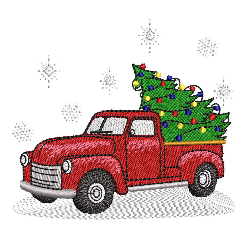 Christmas Tree Truck: Embroidery Design