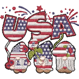 USA-America-Gnome - Embroidery Design FineryEmbroidery