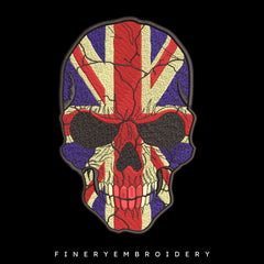 Union Jack Skull Embroidery Design - FineryEmbroidery