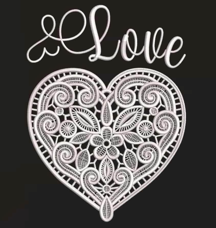 Valentine's day Heart : Embroidery Design Free Standing Lace - FineryEmbroidery