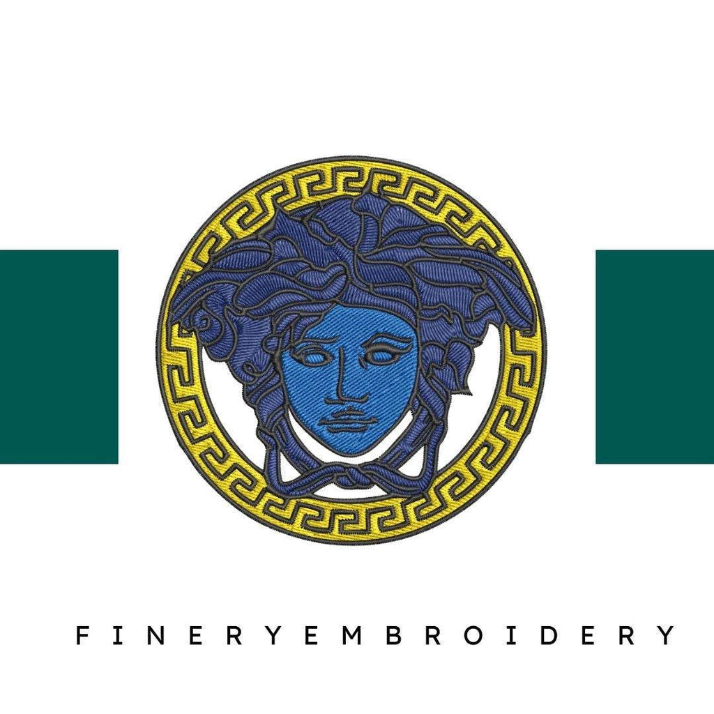Versace/Medusa ロゴー／サイズ/M Versace medusa blue logo - Embroidery Design – Instant download