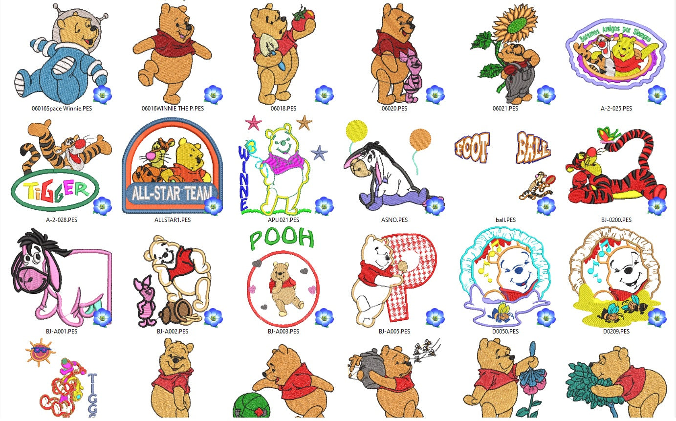 WINNIE THE POOH - Pack of 145 Designs - Embroidery Designs FineryEmbroidery