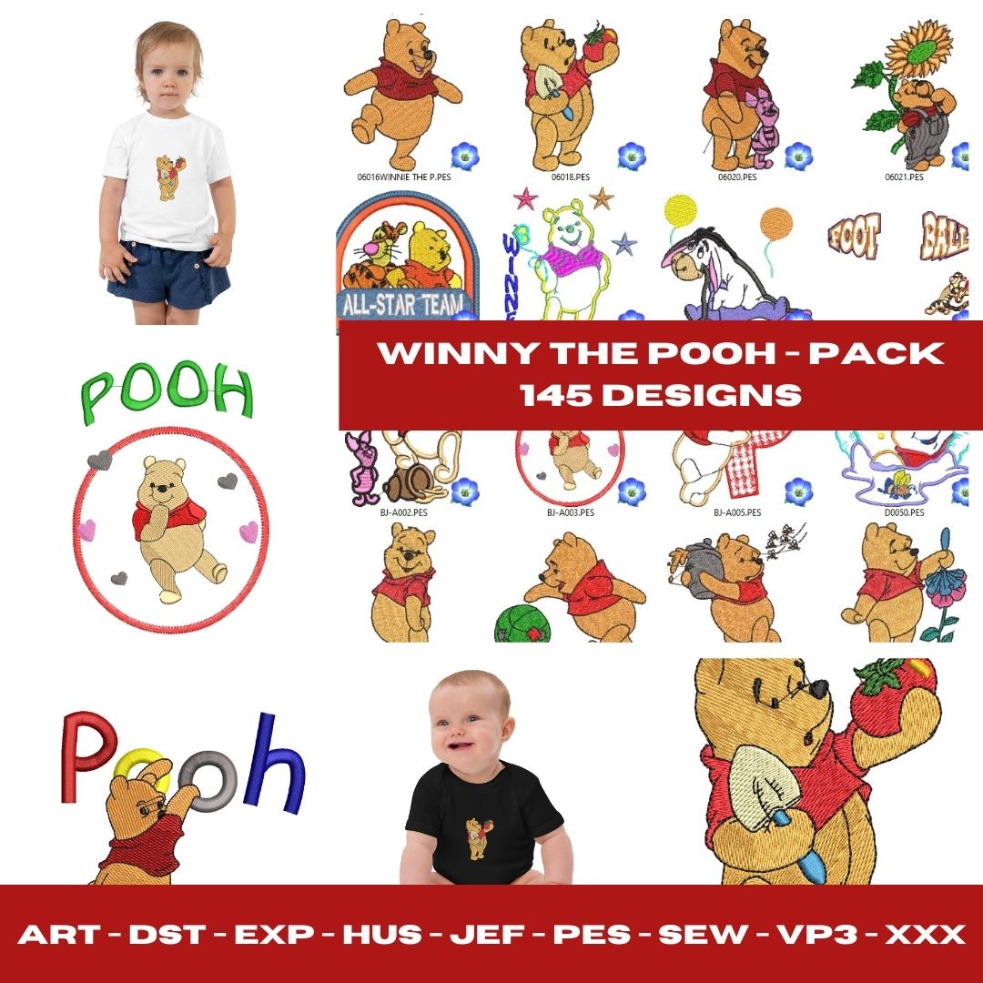 WINNIE THE POOH - Pack of 145 Designs - Embroidery Designs FineryEmbroidery