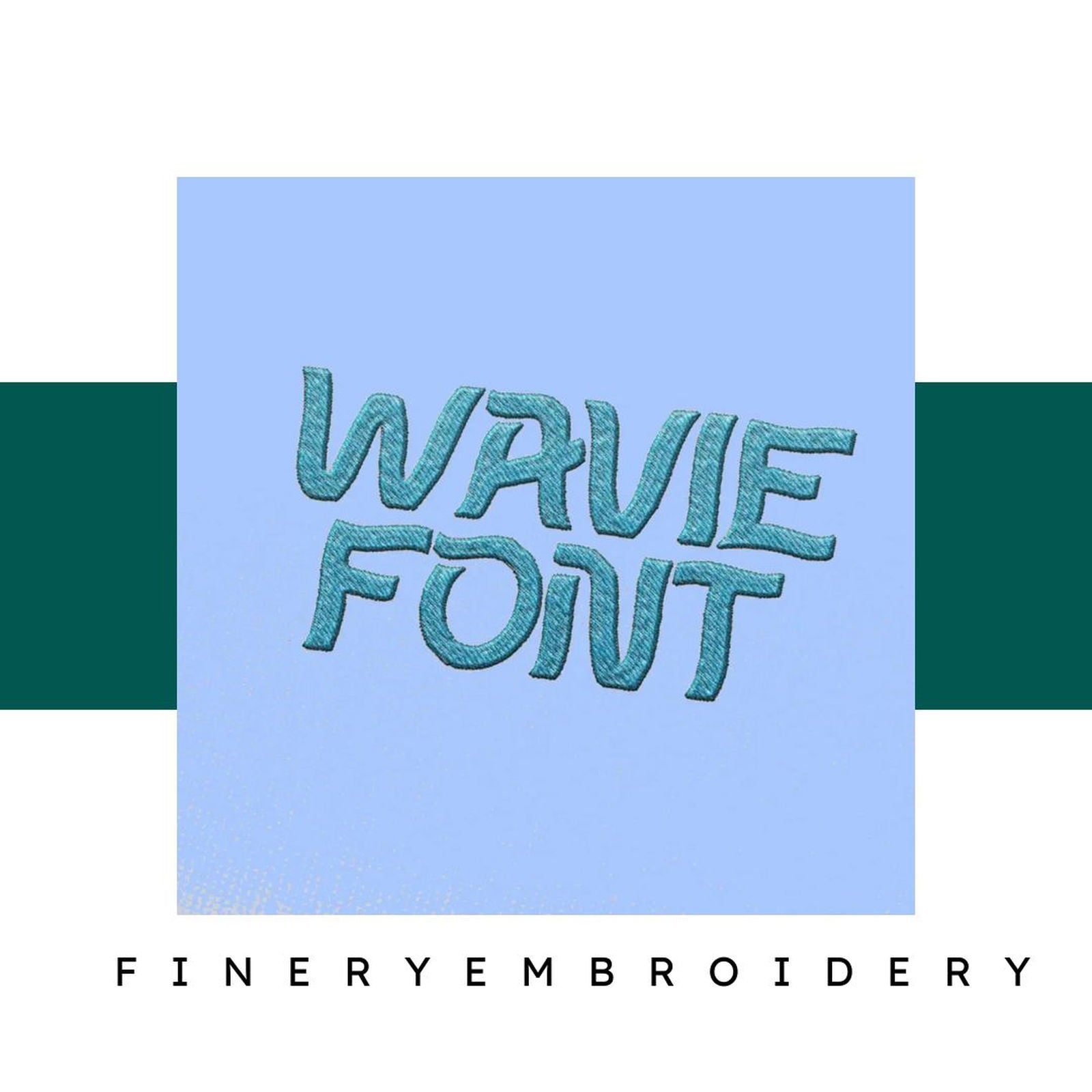 Wavie Embroidery alphabet Font Set - FineryEmbroidery