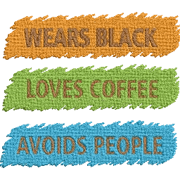 Wears-Black-Loves-Coffee - Embroidery Design - FineryEmbroidery