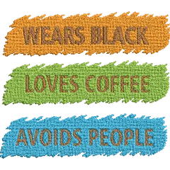 Wears-Black-Loves-Coffee - Embroidery Design - FineryEmbroidery