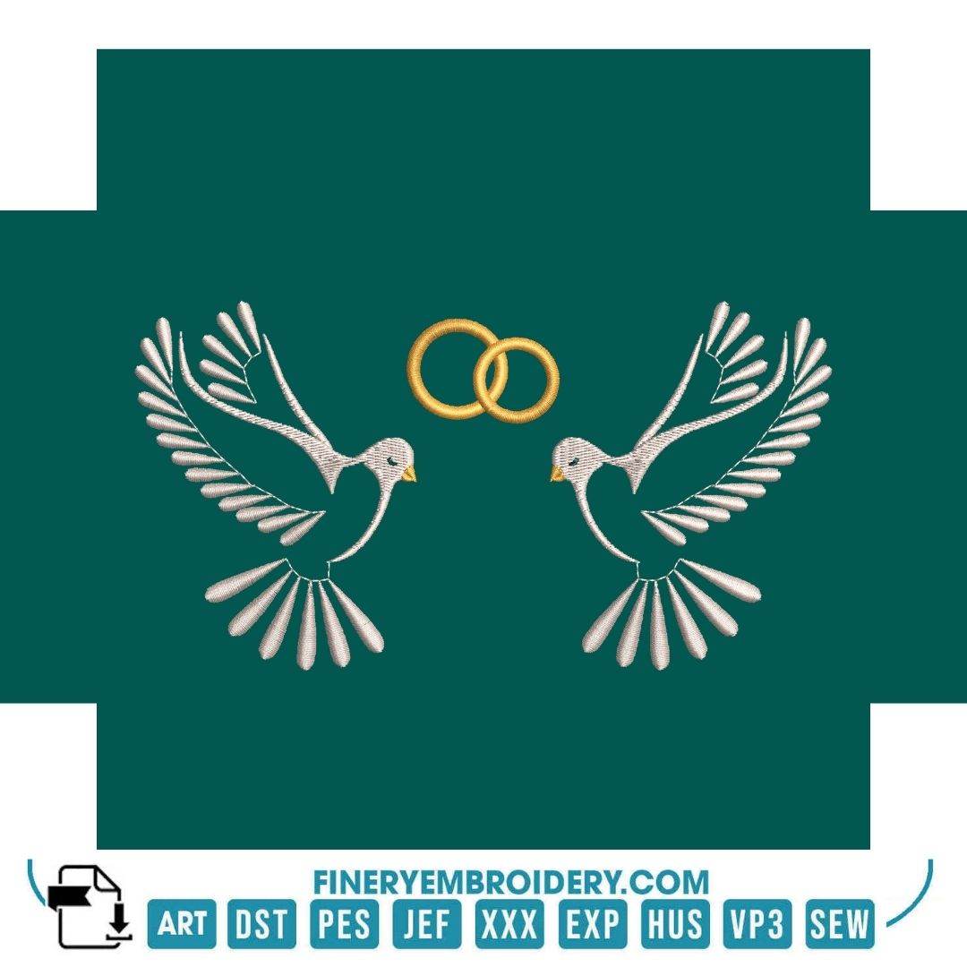 Wedding Rings Embroidery 4 Designs Pack - Elegant Love and Marriage - FineryEmbroidery