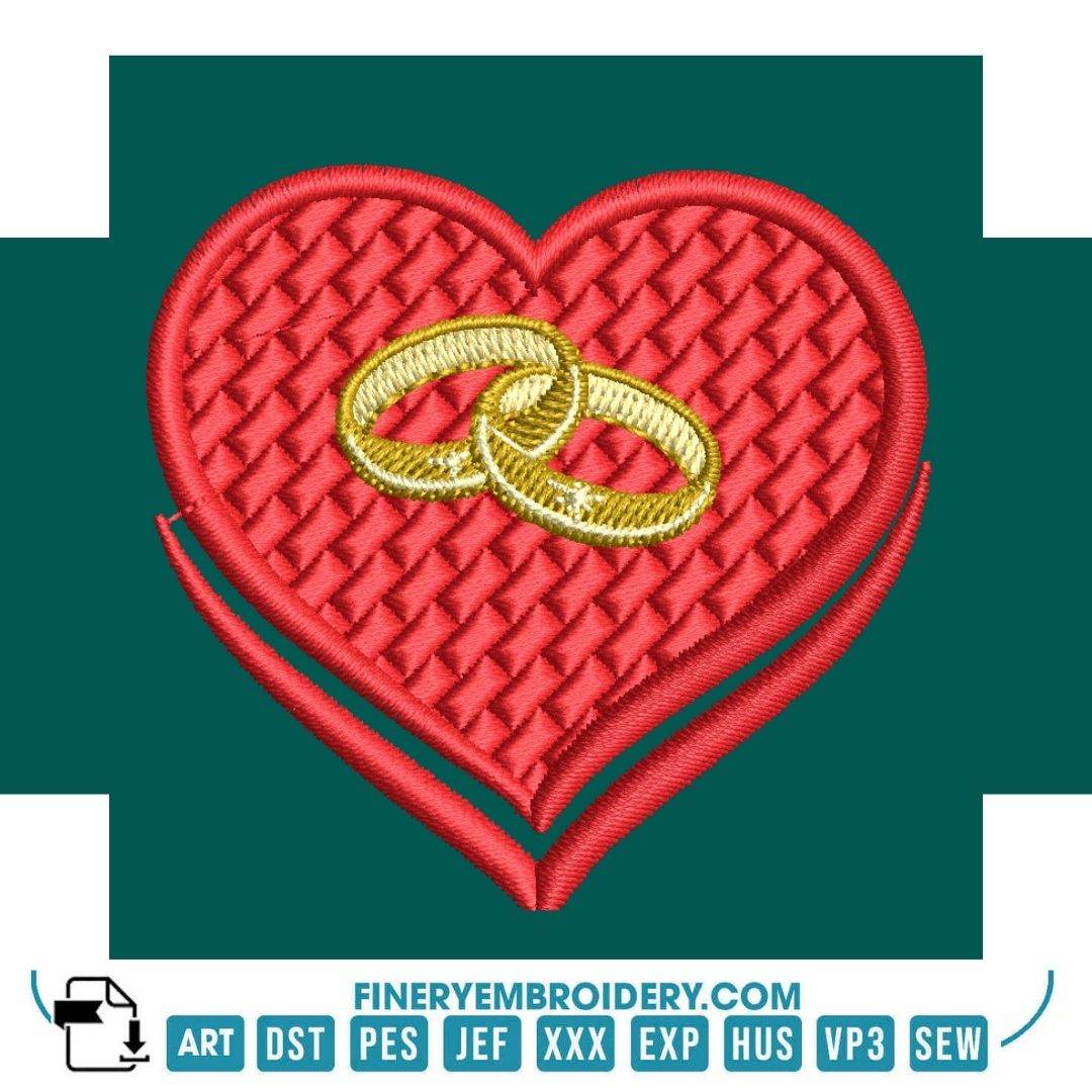 Wedding Rings Embroidery 4 Designs Pack - Elegant Love and Marriage - FineryEmbroidery