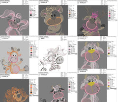 Whimsical rippled baby Animals Embroidery Design Pack - FineryEmbroidery