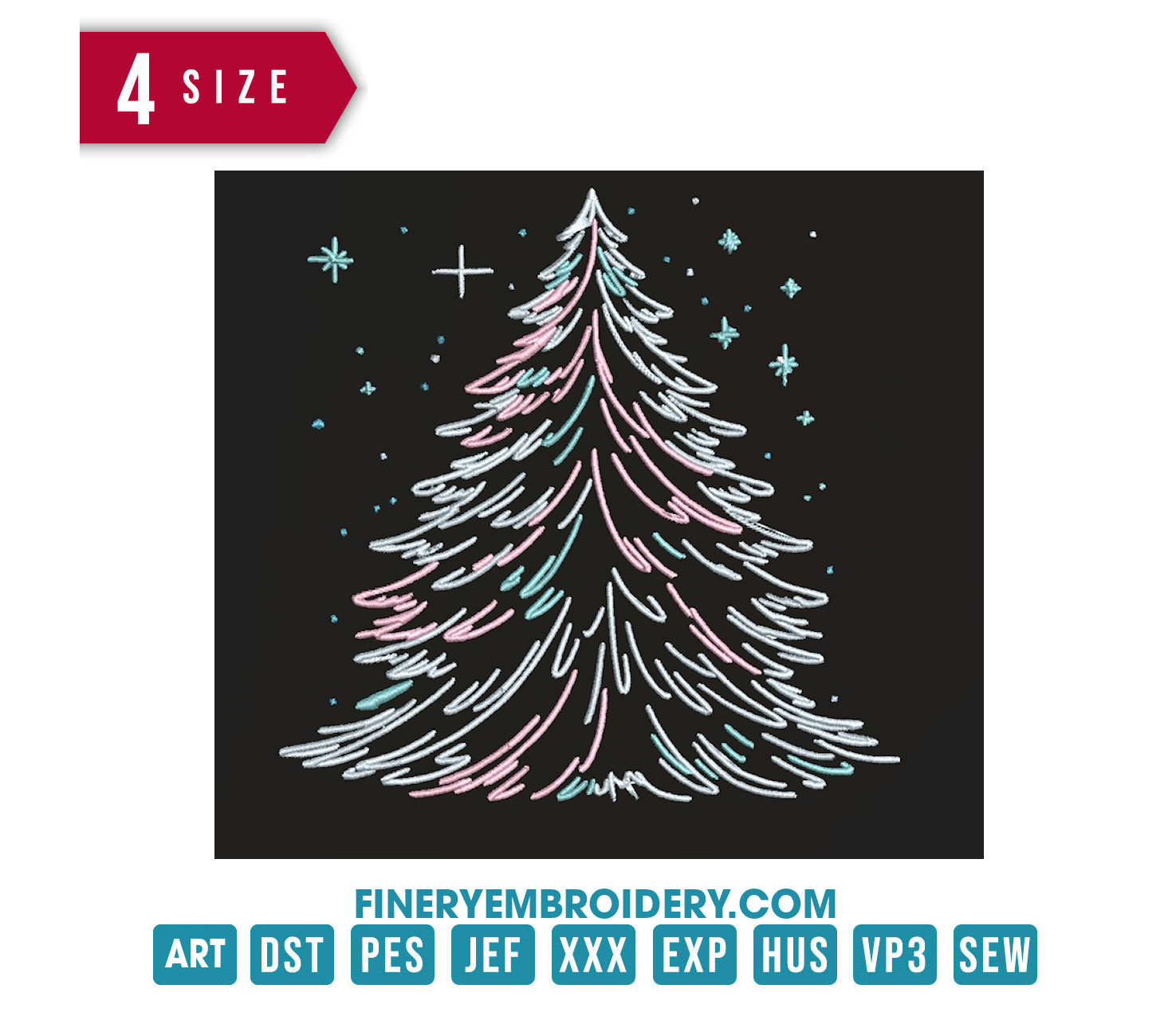 Winter Christmas Tree: Embroidery Design - FineryEmbroidery