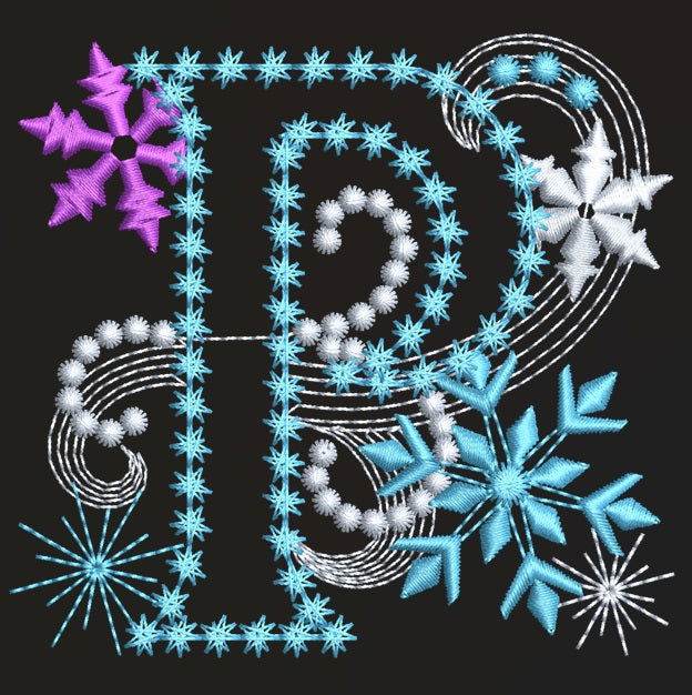 Winter Snowflake Alphabet Embroidery Design Pack – 26 Letters in 2 Sizes | FineryEmbroidery - FineryEmbroidery