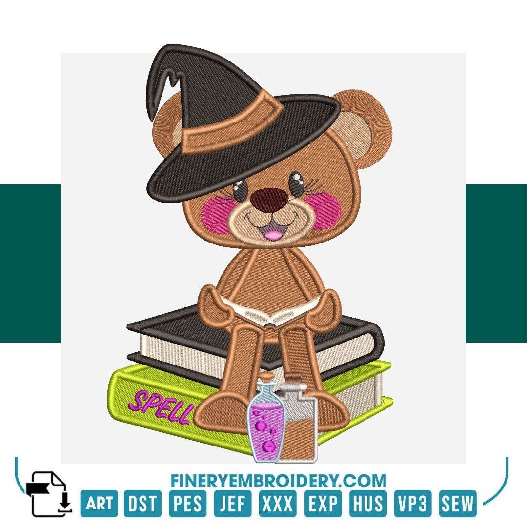 Witch's hat and cauldron - pack of Halloween embroidery designs - FineryEmbroidery